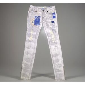 Ten25 Skinny Jeans Size‎ 26x32 Ripped Acid Wash Ankle Zip Punk Grunge Goth NWT